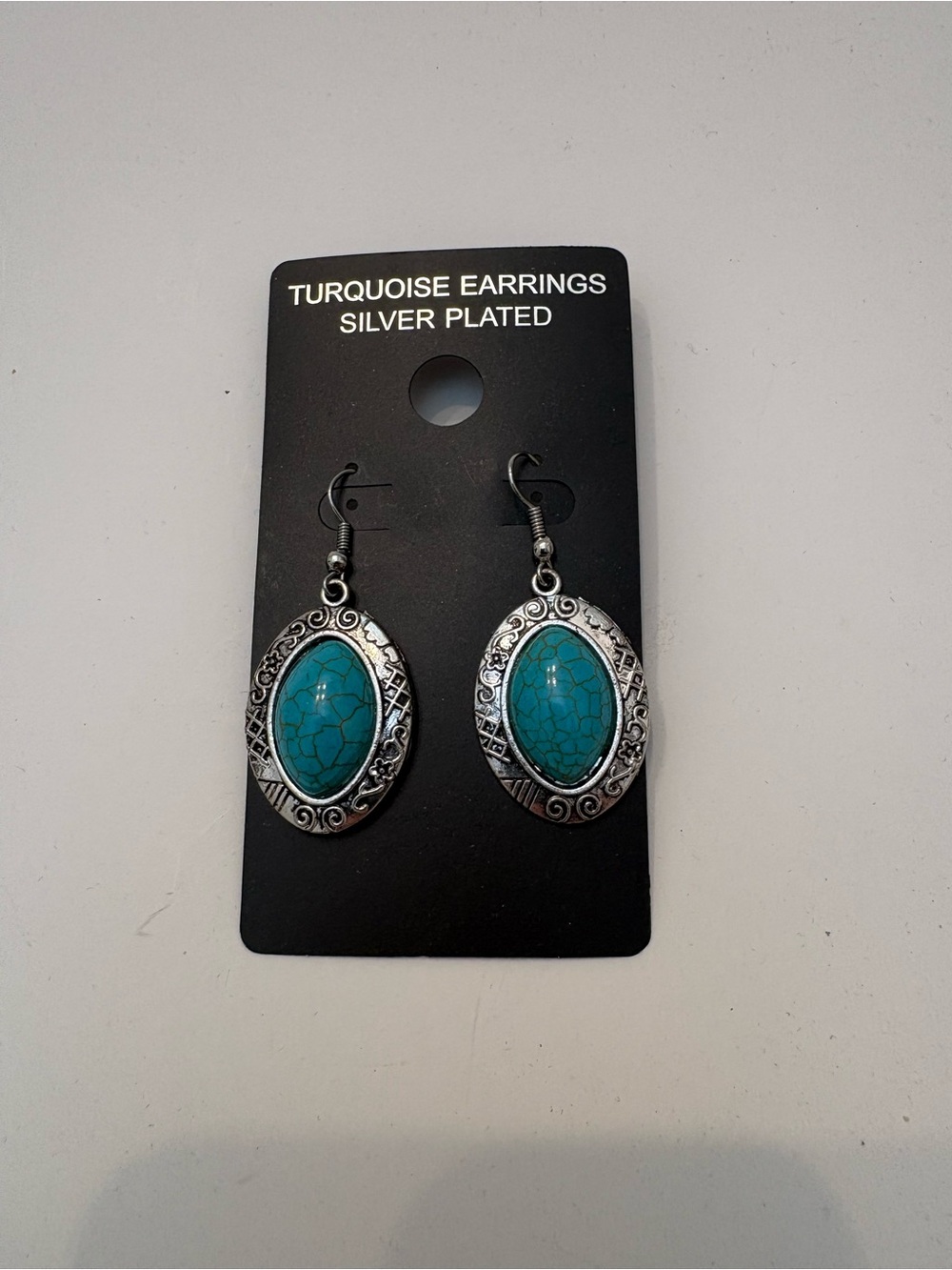 Silver-Plated Turquoise Drop Earrings - Silver and Turquoise